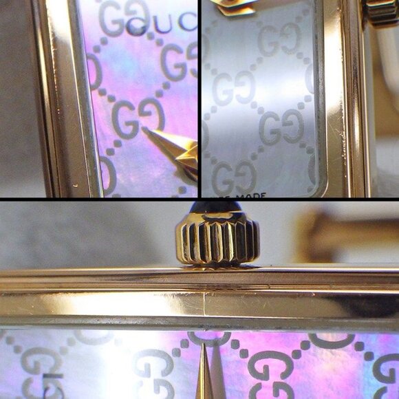 Gucci Watch Bangle Rectangular 1 Point Diamond GG Pattern White - Picture 7 of 10